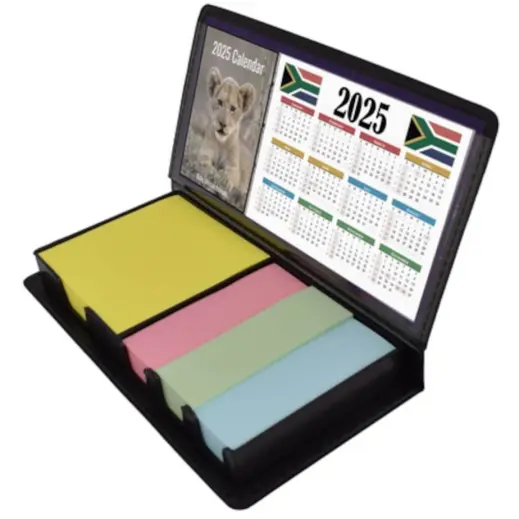 Sticky-Memo Pad & Calendar 2025 Open Angle
